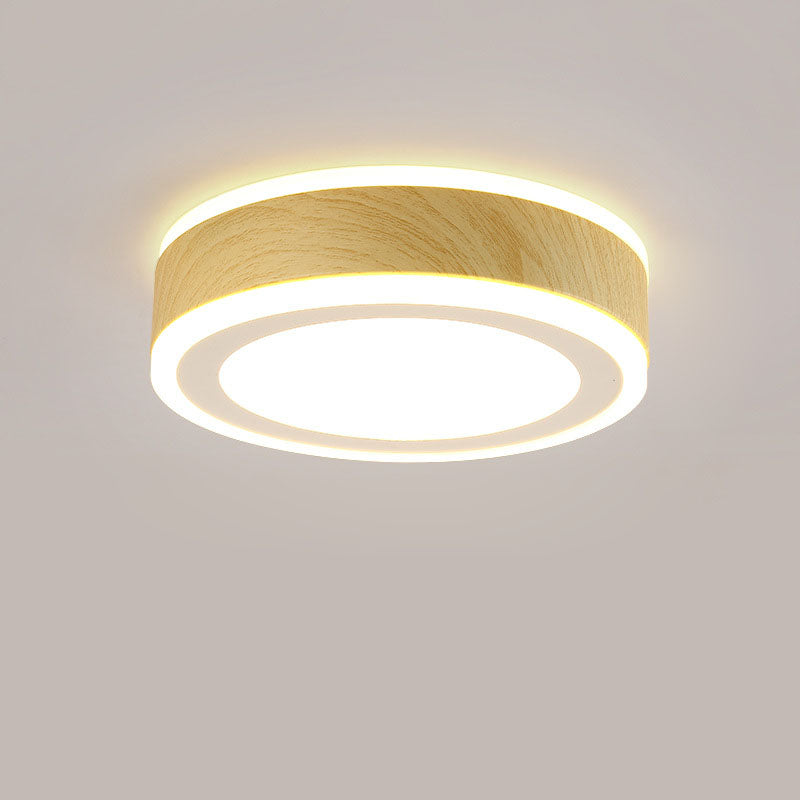 Moderne minimalistische runde quadratische Holzmaserung Hardware Acryl LED Unterputz Deckenleuchte für Wohnzimmer 