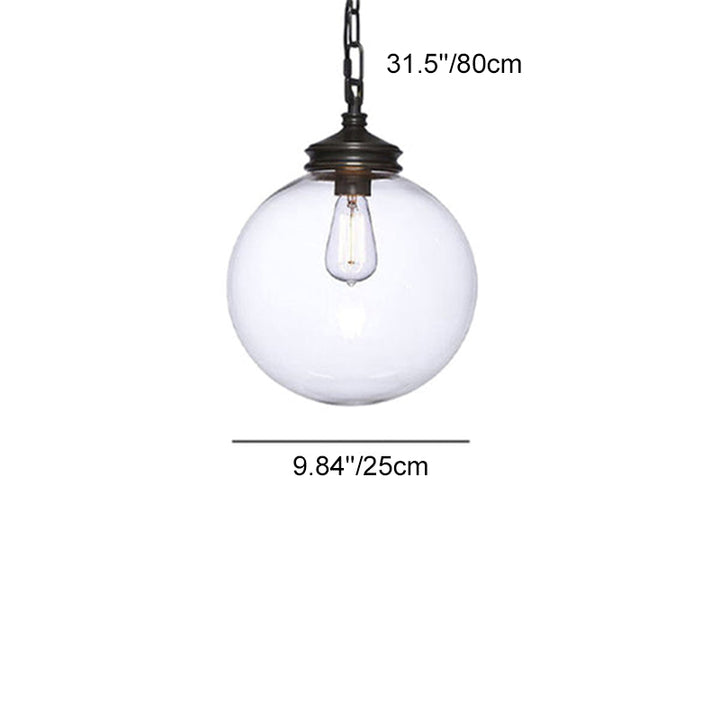 Contemporary Industria Clear Glass Iron Orb 1-Light Pendant Light For Living Room