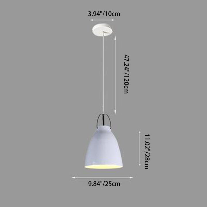 Contemporary Nordic Aluminum Bell 1-Light Pendant Light For Dining Room