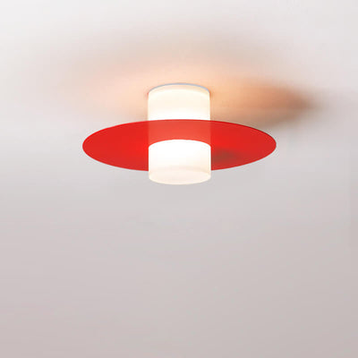 Modern Minimalist Cylindrical Disc Iron Acrylic LED Semi-Flush Mount Ceiling Light