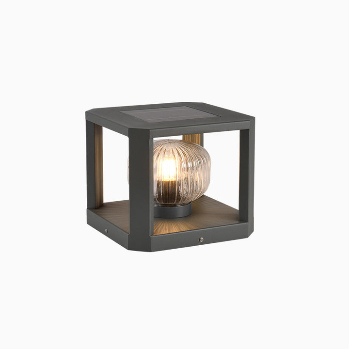 Modern Simplicity Solar étanche en acier inoxydable aluminium verre cube boule 1-lumière éclairage paysager lumière extérieure pour patio extérieur 