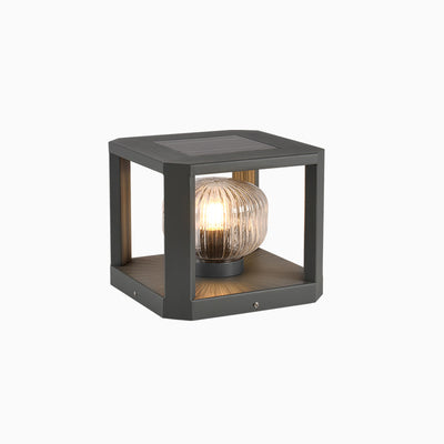 Modern Simplicity Solar étanche en acier inoxydable aluminium verre cube boule 1-lumière éclairage paysager lumière extérieure pour patio extérieur 