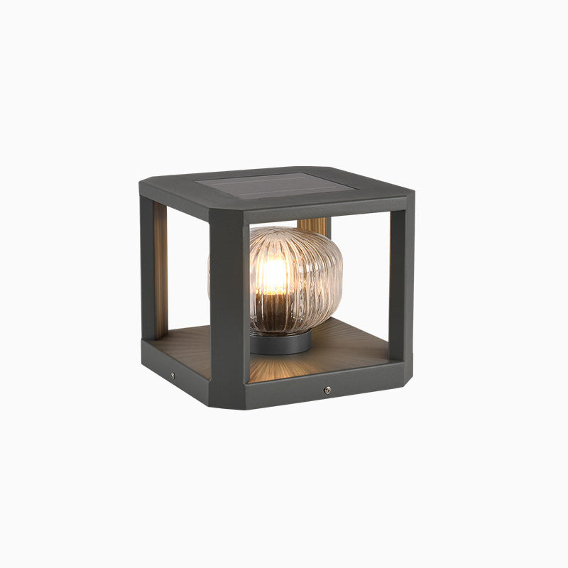 Modern Simplicity Solar étanche en acier inoxydable aluminium verre cube boule 1-lumière éclairage paysager lumière extérieure pour patio extérieur 