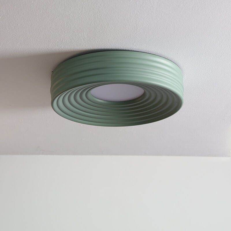 Luz de techo LED montada al ras de hierro redonda con rayas minimalistas nórdicas 