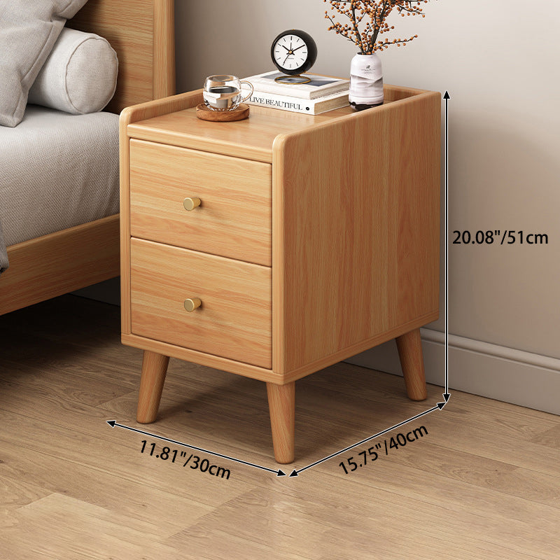 Table de nuit rectangulaire en bois de densité traditionnelle chinoise à 2 tiroirs pour chambre 