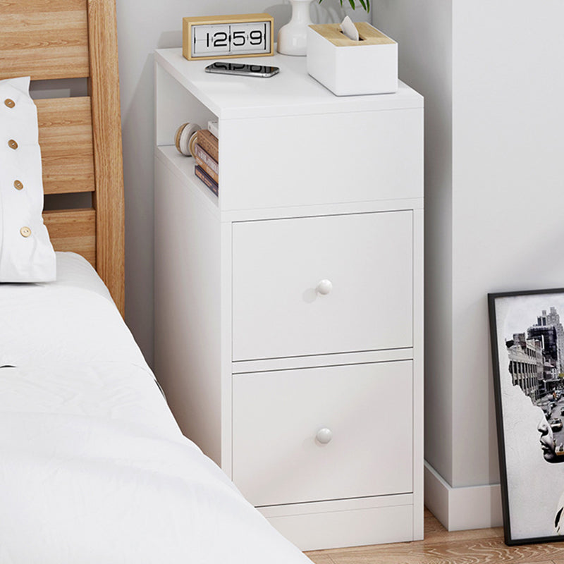Table de chevet contemporain scandinave carré avec panneau artificiel, 2 tiroirs pour chambre 