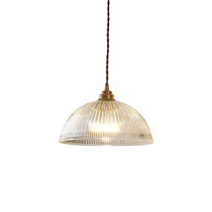 Modern Minimalist Clear Brass Glass Dome Pot Lid 1-Light Pendant Light