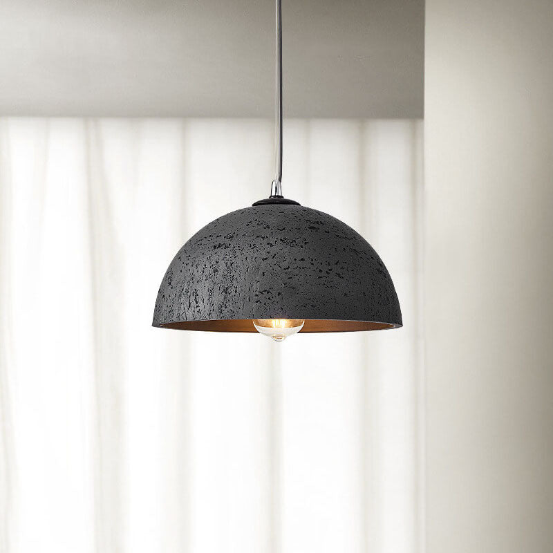Moderne minimalistische 1-flammige Pendelleuchte mit runder Kuppel aus glasfaserverstärktem Kunststoff, handgeformt, für das Wohnzimmer 