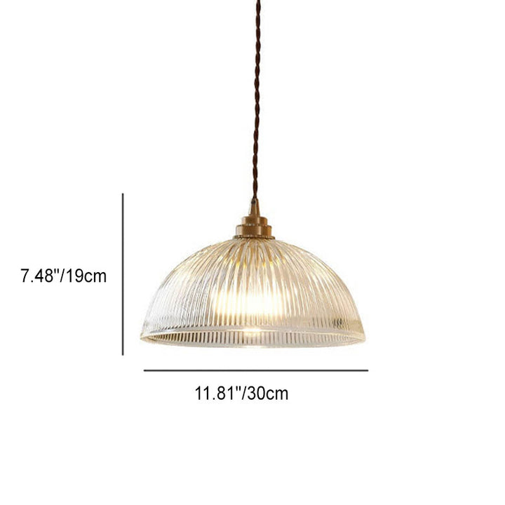 Modern Minimalist Clear Brass Glass Dome Pot Lid 1-Light Pendant Light