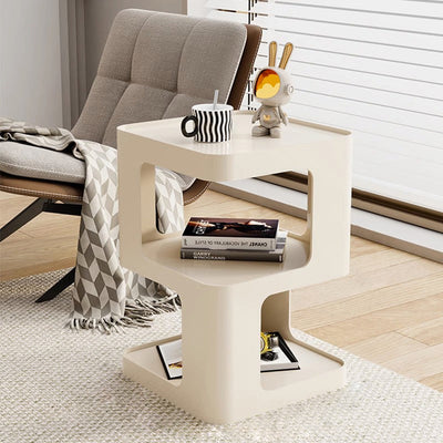 Moderner minimalistischer quadratischer Metall-Beistelltisch mit zwei Ebenen für das Wohnzimmer 