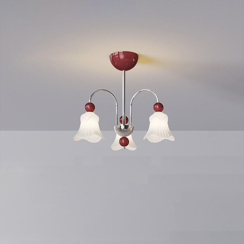Moderne nordische Eisen-Glas-Blumenförmige Kugel 3/8-Licht-Kronleuchter für Wohnzimmer 