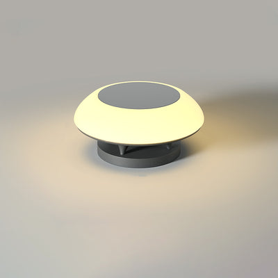 Simplicité moderne solaire étanche en acier inoxydable PE rond vaisseau spatial LED éclairage paysager lumière extérieure pour Patio extérieur 