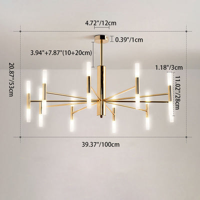 Contemporary Nordic Wrought Iron Tubing 16/20/40/60 Chandelier For Bedroom