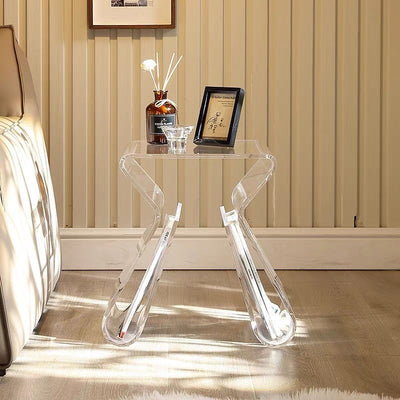 Table d'appoint en PMMA incurvé irrégulier de simplicité moderne pour chambre 