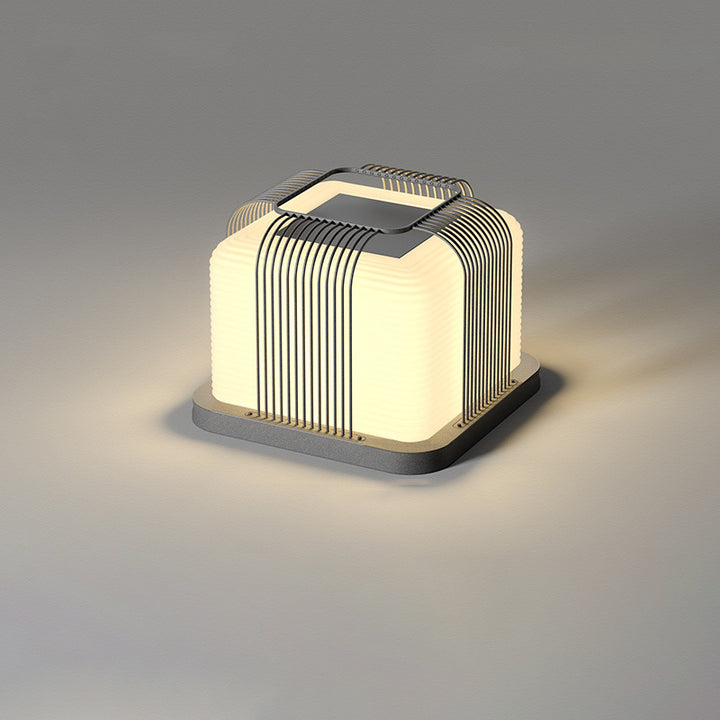 Lumière paysagère LED en acier inoxydable étanche solaire de simplicité moderne pour jardin, lumière extérieure cubique carrée en PE 
