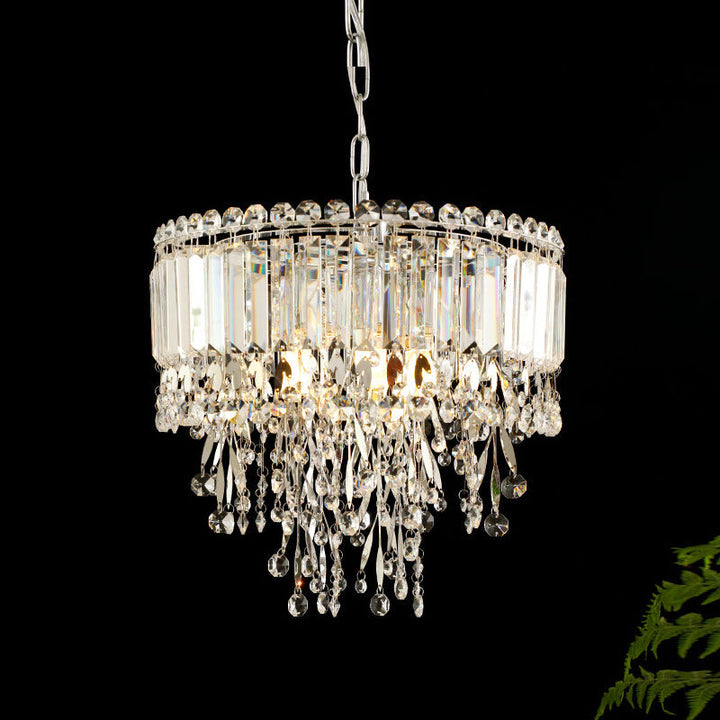 Moderne Luxus Zylinder Edelstahl Kristall 1/3 Licht Kronleuchter Für Wohnzimmer 