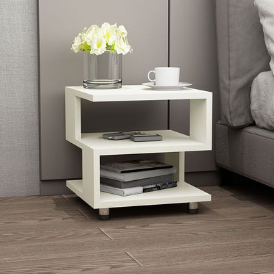 Table d'appoint contemporaine avec plateau carré en cube à 3 niveaux pour chevet 