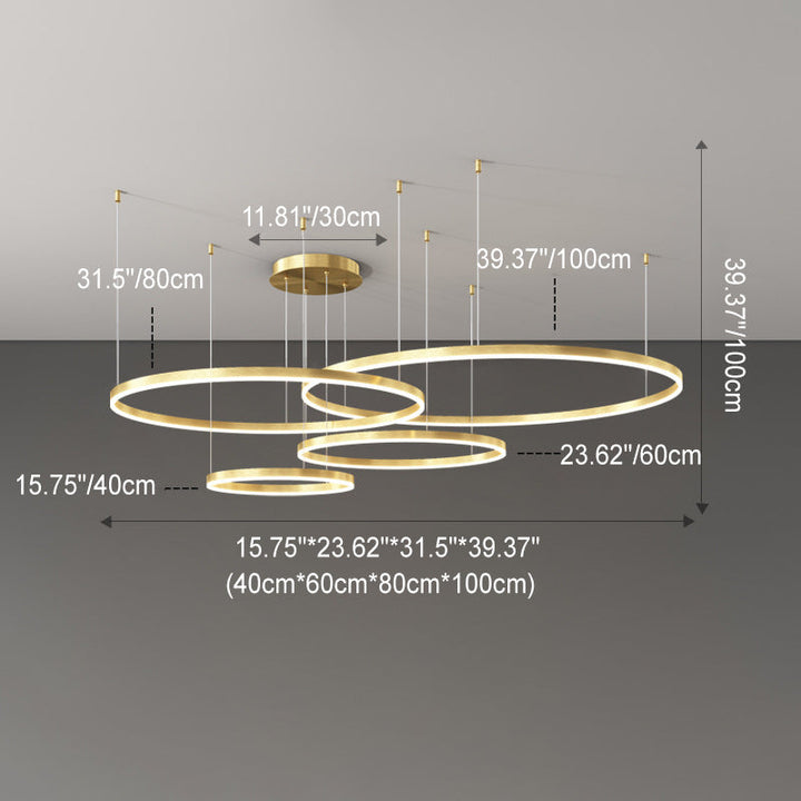 Moderne minimalistische Multi Tier Kreis Eisen Aluminium Acryl LED Kronleuchter für Wohnzimmer 