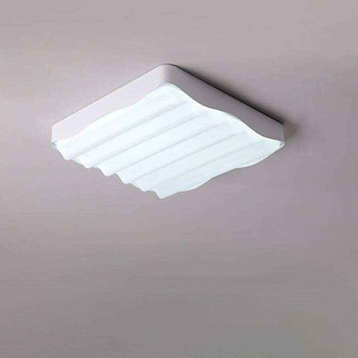 Luz de techo LED montada al ras de hierro acrílico cuadrado geométrico con textura de ondas de agua minimalista moderna para dormitorio 