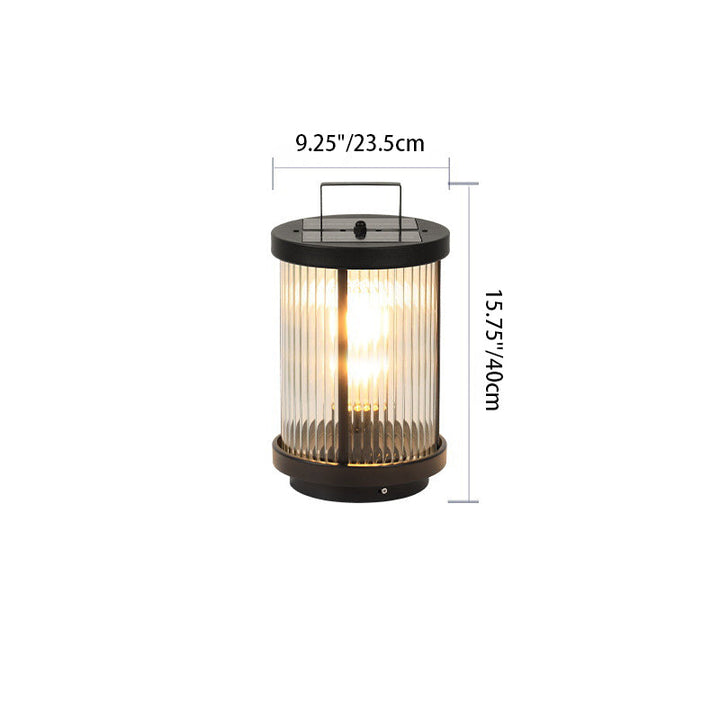 Luz de paisaje exterior de 1 luz de aluminio y vidrio con rayas cilíndricas solares minimalistas modernas para jardín 