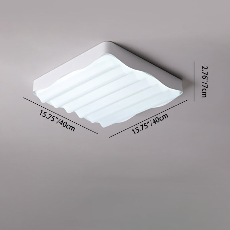 Luz de techo LED montada al ras de hierro acrílico cuadrado geométrico con textura de ondas de agua minimalista moderna para dormitorio 