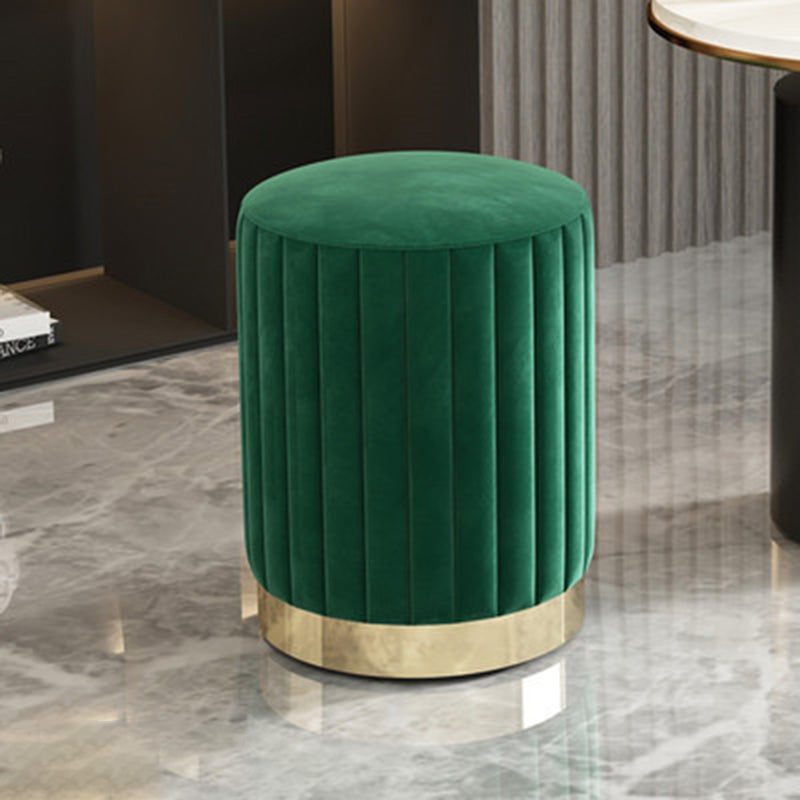Tabouret de coiffeuse moderne minimaliste rond en velours avec base en métal pour chambre 