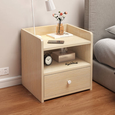Table de chevet rectangulaire minimaliste moderne en panneau de densité avec 1/2/3 tiroirs pour chambre à coucher 