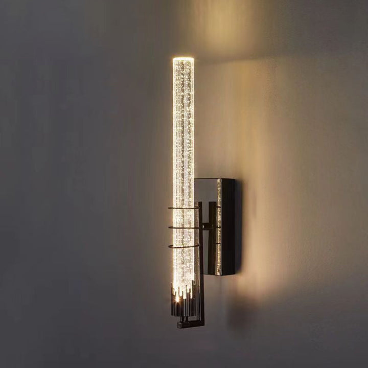 Applique murale contemporaine en fer cylindrique de luxe en cristal LED pour salon 
