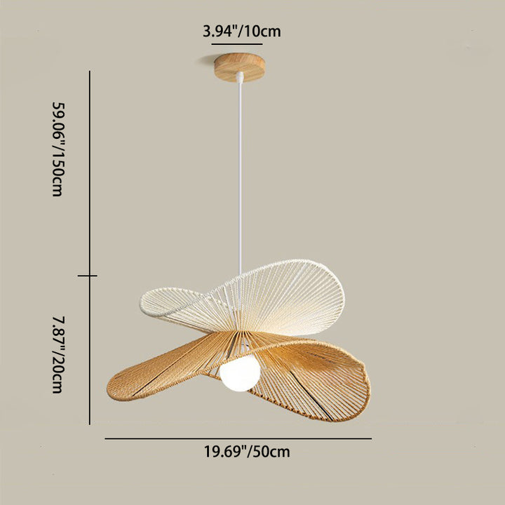 Traditionelle Vintage Holz Papier Seil Weben Strohhut Form 1-Licht Pendelleuchte für Wohnzimmer 
