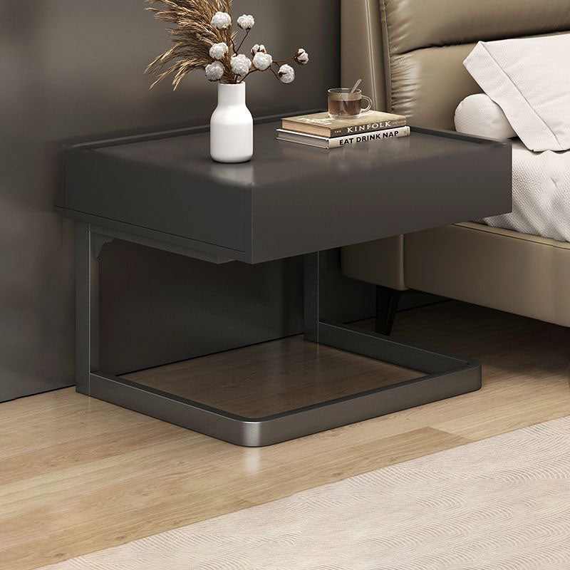 Table de chevet moderne minimaliste rectangulaire en panneau manufacturé avec 1 tiroir pour le côté du lit 