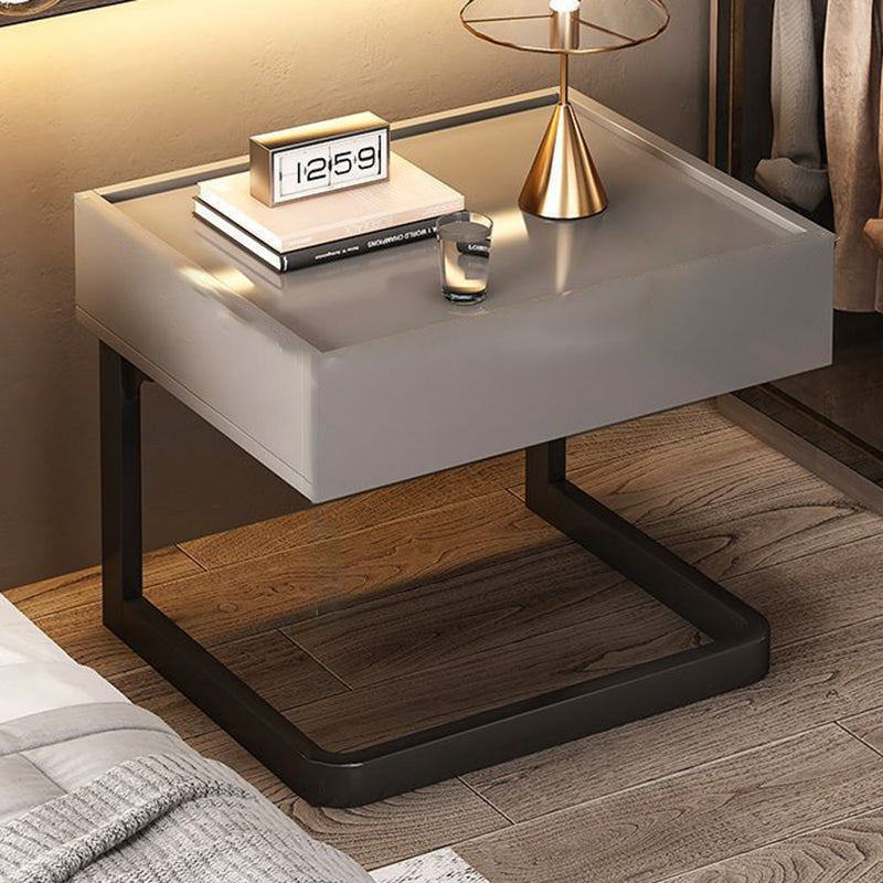 Modern Minimalist Rectangular MDF Steel Nightstand 1-Drawer For Bedroom