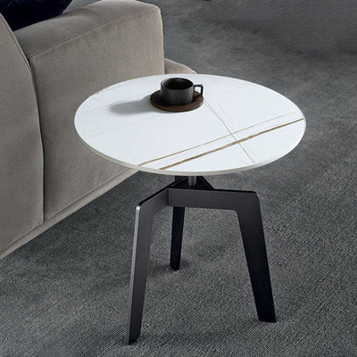 Table basse ronde en marbre minimaliste moderne en acier inoxydable à trois pieds pour salon 