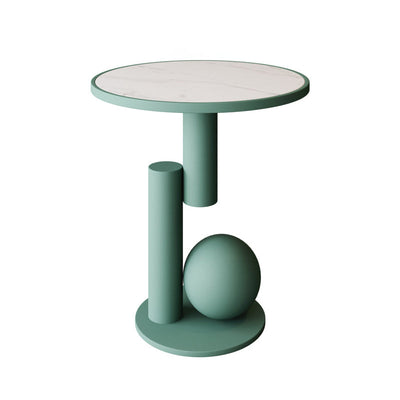 Table d'appoint cylindrique géométrique scandinave contemporain en pierre frittée pour salon 