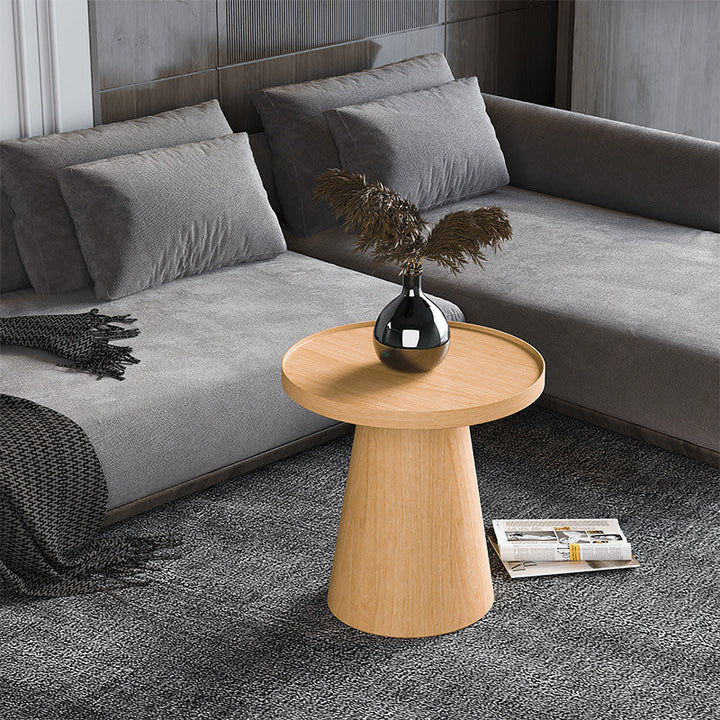 Moderner minimalistischer runder Couchtisch aus Massivholz und Sperrholz für das Wohnzimmer 