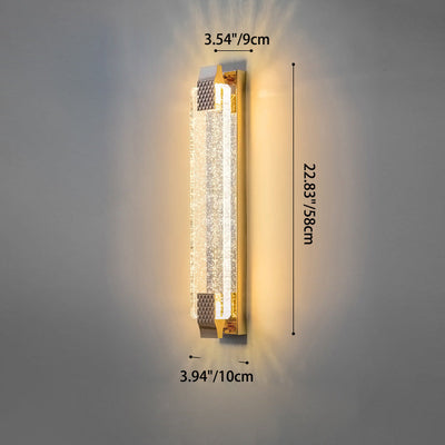 مصباح حائط LED من الفولاذ المقاوم للصدأ بظل كريستالي مستطيل مبهر مع نسيج فقاعي للغرفة المعيشية 