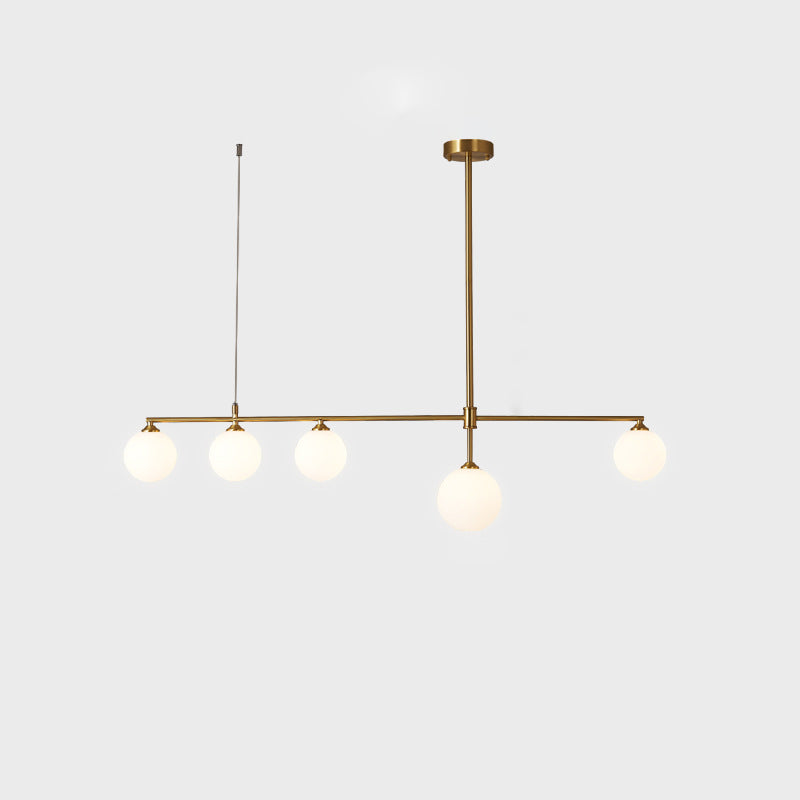 Zeitgenössische nordische Kupferglaskugel-Streifen-Kronleuchter mit 4/5 Lichtern für Esszimmer 
