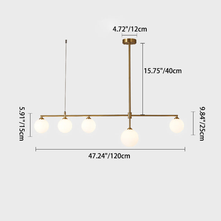 Zeitgenössische nordische Kupferglaskugel-Streifen-Kronleuchter mit 4/5 Lichtern für Esszimmer 