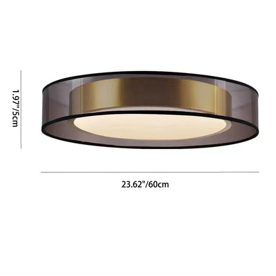 Zeitgenössische nordische Eisen-Messing-Acryl-runde LED-Unterputz-Deckenleuchte für Wohnzimmer 