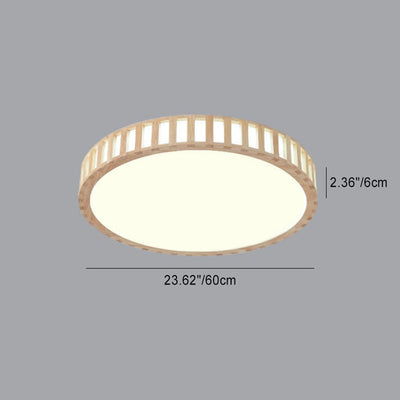 Moderne unbedeutende runde hölzerne Acryl-LED-Unterputz-Deckenleuchte für Schlafzimmer 