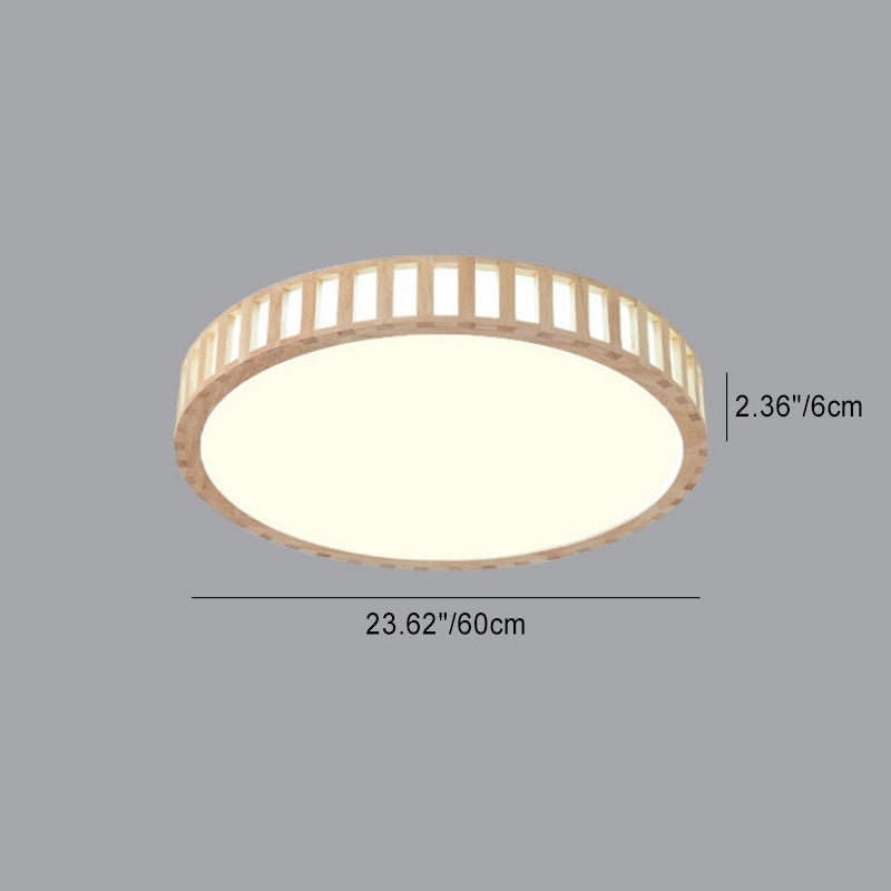 Moderne unbedeutende runde hölzerne Acryl-LED-Unterputz-Deckenleuchte für Schlafzimmer 