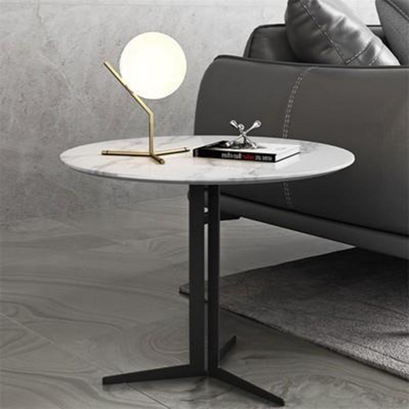 Mesa de Centro Moderna de Lujo Redonda de Acero al Carbono para Sala de Estar 