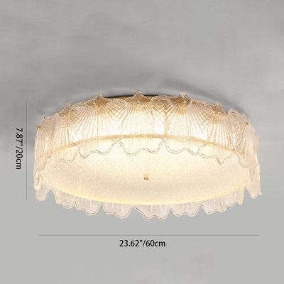 Luz de techo empotrada LED de vidrio con hardware de hoja redonda minimalista moderna de crema para sala de estar 