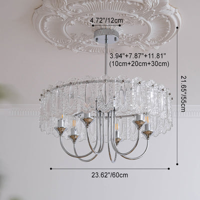Porte-bougie rond en verre et fer traditionnel français 4/5/6 Lumières Lustres pour chambre 