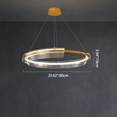Zeitgenössischer nordischer Kreis-Rundrohr-Aluminium-Acryl-LED-Kronleuchter für Wohnzimmer 