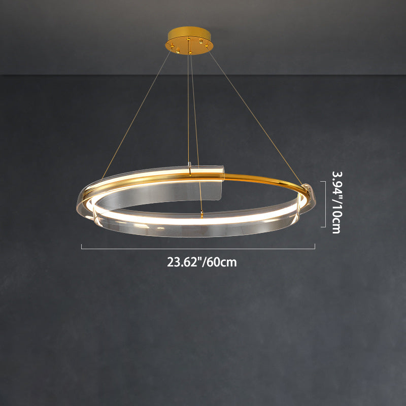 Zeitgenössischer nordischer Kreis-Rundrohr-Aluminium-Acryl-LED-Kronleuchter für Wohnzimmer 
