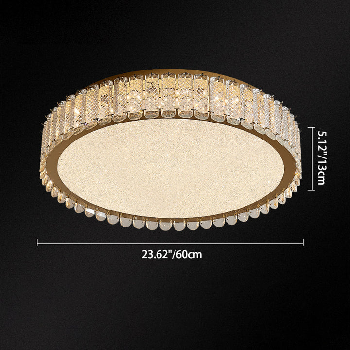 Plafonnier LED rond en cristal en acier inoxydable de luxe contemporain pour chambre 