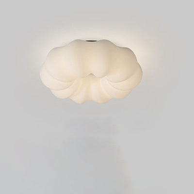 Modern Simplicity Pumpkin PE Shade Hardware LED Flush Mount Ceiling Light For Bedroom