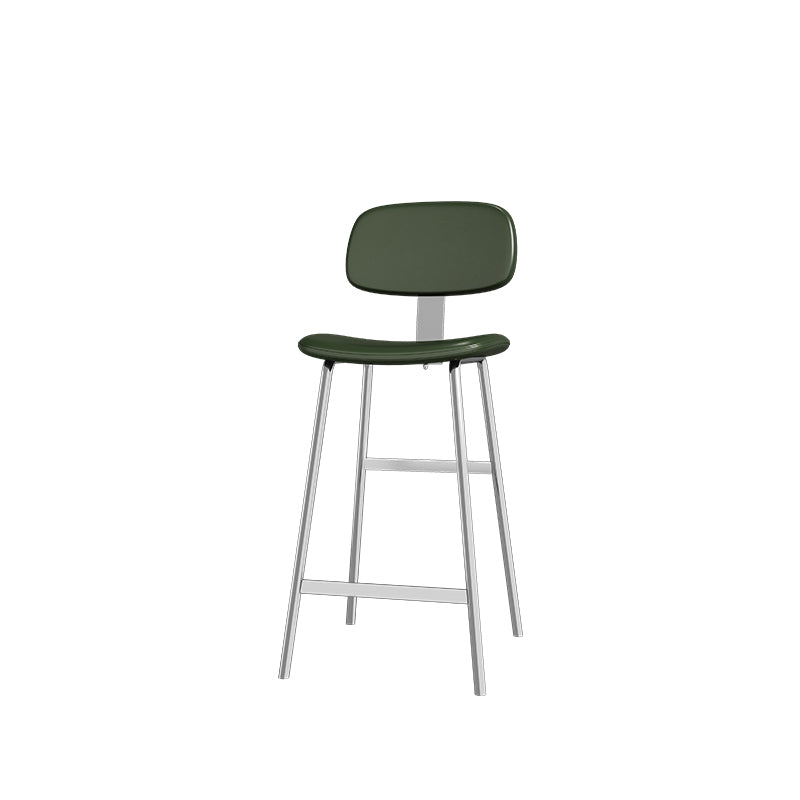 Tabouret de bar contemporain en cuir PU incurvé avec pieds en fer, dossier et repose-pieds pour salle à manger 