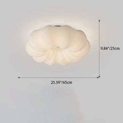 Modern Simplicity Pumpkin PE Shade Hardware LED Flush Mount Ceiling Light For Bedroom