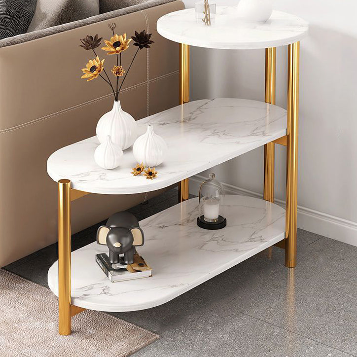 Moderner minimalistischer ovaler runder Platteneisentisch 3-stufig für Wohnzimmer 